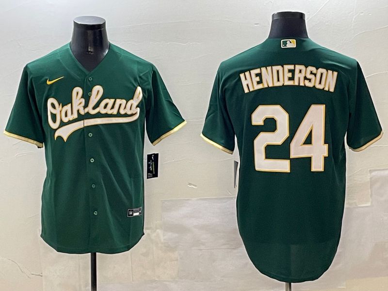 Men Oakland Athletics #24 Henderson Green Game 2025 Nike MLB Jersey style 1->oakland athletics->MLB Jersey